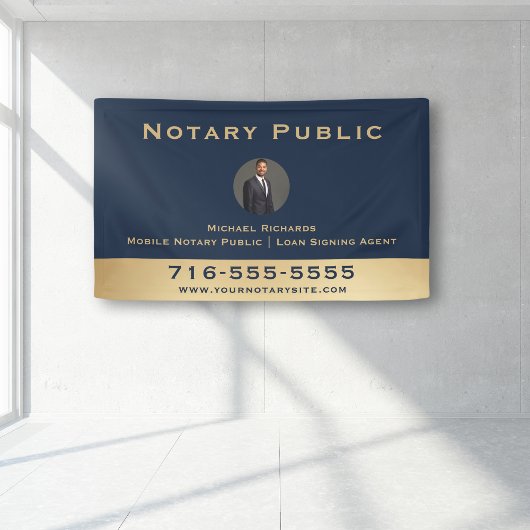 Berufliches Blue Notary Round Foto Marketing Banner