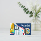 Berufliches Blue & Red Cleaning Services - Haushal Visitenkarte (Stehend Vorderseite)