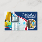 Berufliches Blue & Red Cleaning Services - Haushal Visitenkarte (Vorderseite)