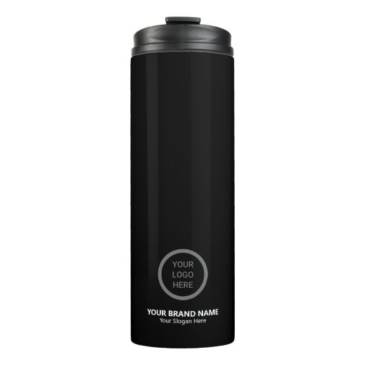 Berufliches Branding für Minimalistische Schwarze  Thermosbecher (Vorderseite)