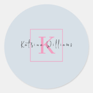Berufliches Branding-Logo Navy Pink Monogram Runder Aufkleber