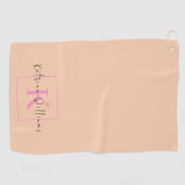 Berufliches Branding-Logo Orange Pink Monogram Golfhandtuch (Horizontal)