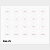 Berufliches Branding-Logo Rosa-Script-Monogramm Runder Aufkleber (Blatt)