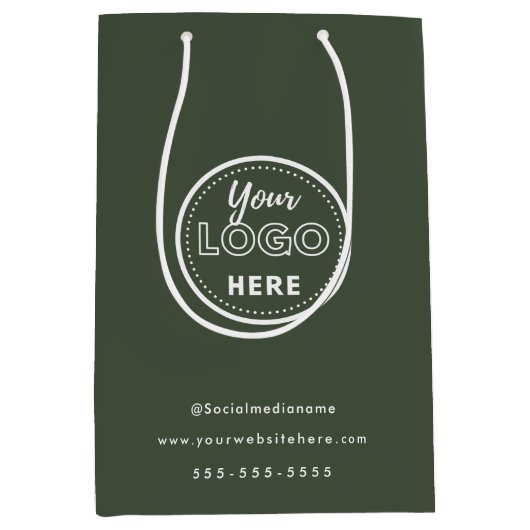 Berufliches Branding Minimalistisch-Waldgrün-Logo Mittlere Geschenktüte (Vorderseite)