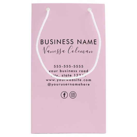 Berufliches Branding Minimalistischer Script rosa Kleine Geschenktüte (Rückseite)