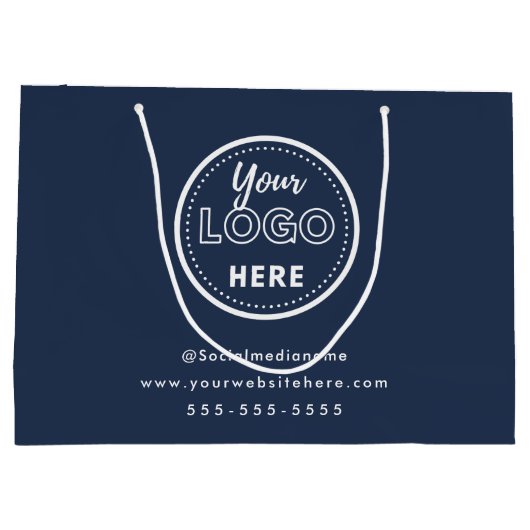 Berufliches Branding Minimalistisches Navy Blue Lo Große Geschenktüte (Rückseite)