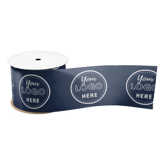 Berufliches Branding Minimalistisches Navy Blue Lo Satinband (Spule)