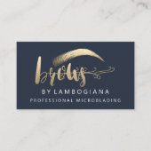 Berufliches Brows Gold Logo Microblblading Busines Visitenkarte (Vorderseite)