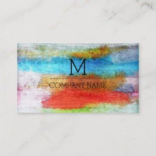 Berufliches buntes modernes hölzernes Monogramm Visitenkarte