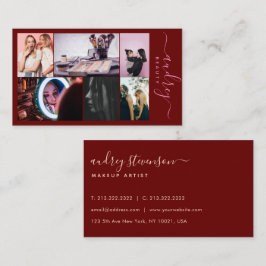 Berufliches Burgund und Goldsignatur 6 Fotos Visitenkarte