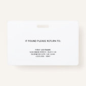 Berufliches Burgundy Logo Foto ID Mitarbeiter Ausweis (Rückseite)