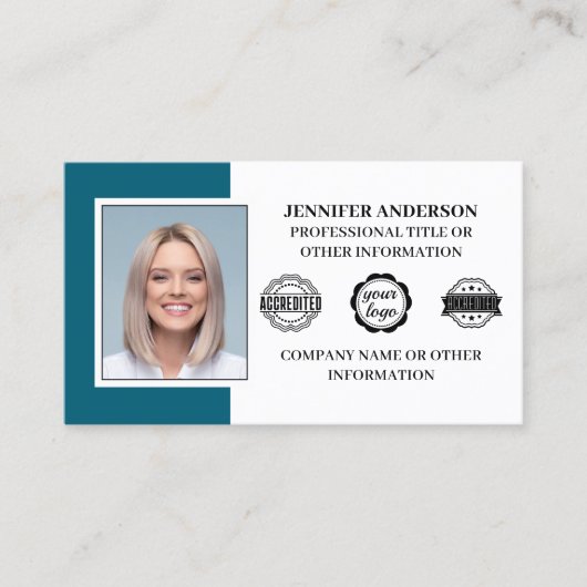 Berufliches Business Employee Custom Foto Aquamari Visitenkarte (Vorderseite)