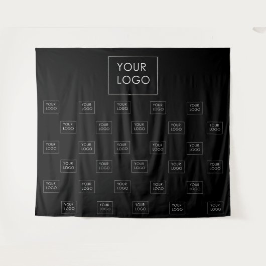 Berufliches Business-Logo - Schwarzer Hintergrund Wandteppich (Vorderseite (Horizontal))