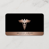 Berufliches Caduceus Black Rosegold Visitenkarte (Vorderseite)