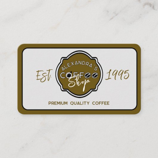 Berufliches Coffee Shop-Personalisiertes Logo Visitenkarte (Vorderseite)