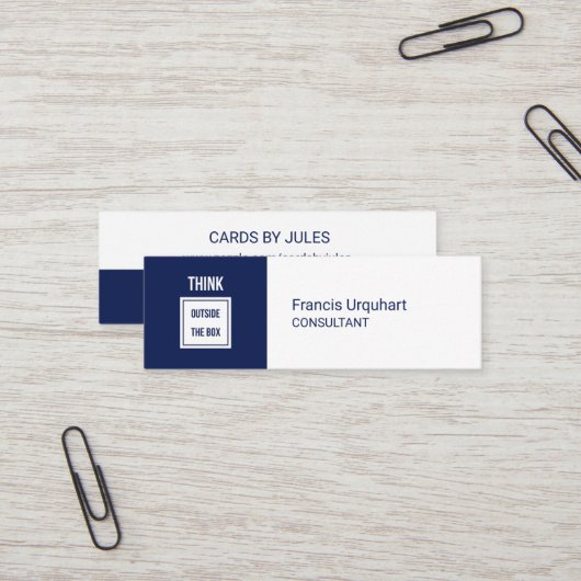 Berufliches Denken außerhalb Kasten Navy Blue Mode Mini Visitenkarte (Vorderseite/Rückseite Beispiel)