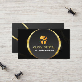 Berufliches Dental Clinic Gold Tooth Logo Telefonnummerkarte