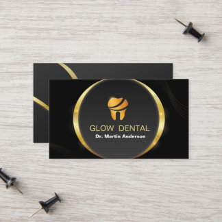 Berufliches Dental Clinic Gold Tooth Logo Telefonnummerkarte