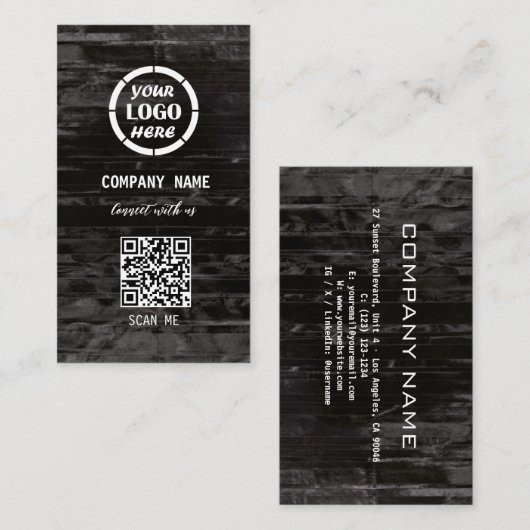 Berufliches Design aus schwarzem Holz Moderner QR- Visitenkarte (Vorne/Hinten)