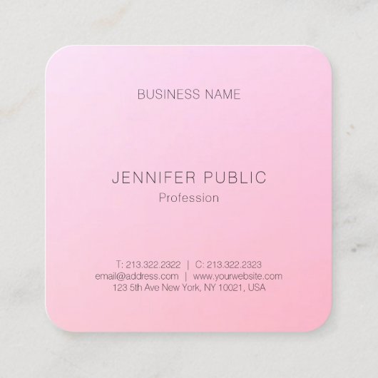 Berufliches Design in trendigen Farben Quadratische Visitenkarte (Rückseite)