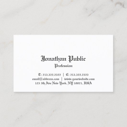 Berufliches Design Klassischer Nostalgischer Look Visitenkarte (Rückseite)