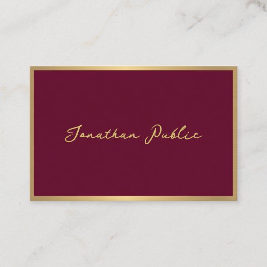 Berufliches Drehbuch Bordeaux Gold European Visitenkarte (Vorderseite)