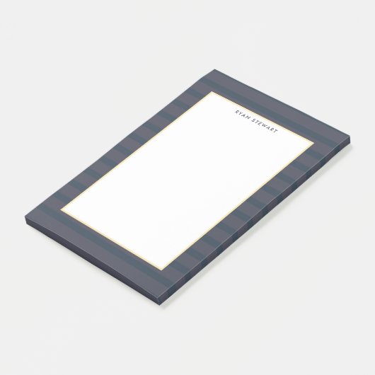 Berufliches dunkles Blau und Streifen Post-it Klebezettel (angewinkelt)