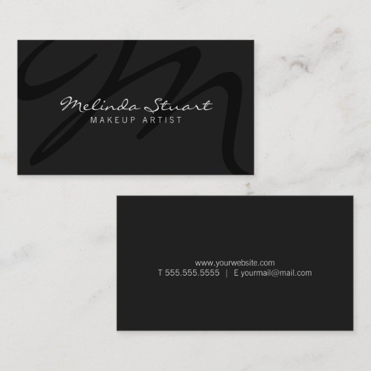 Berufliches dunkles Monogramm Visitenkarte (Vorne/Hinten)