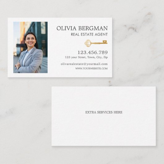 Berufliches Echtes Anwesen-Foto mit Gold Key Visitenkarte (Vorne/Hinten)