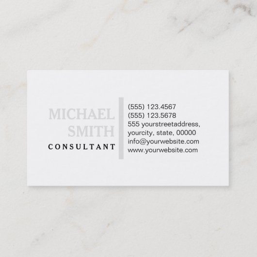 Berufliches Edelplatinum Modernes Schlichtes Weiß Visitenkarte (Rückseite)