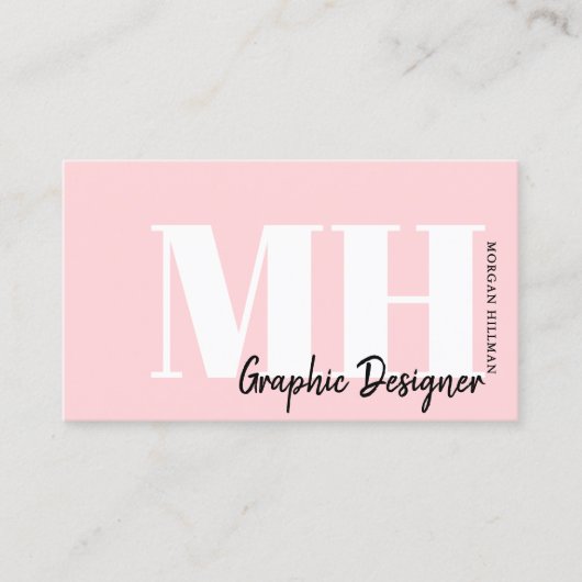 Berufliches Einfach-Rosa Monogramm Visitenkarte (Vorderseite)