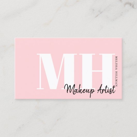 Berufliches Einfach-Rosa Monogramm Visitenkarte (Vorderseite)