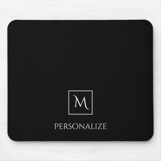 Berufliches einfacher Namen-Schwarzweiss-Monogramm Mousepad (Vorne)