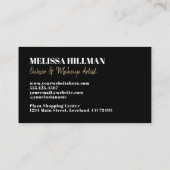 Berufliches einfaches, elegantes Schwarzes Monogra Visitenkarte (Rückseite)