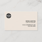 Berufliches, einfaches Elfenbeindesign mit Logo Visitenkarte (Vorderseite)