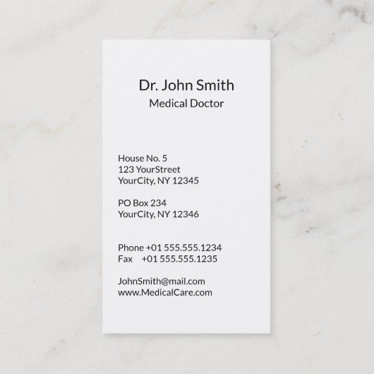 Berufliches einfaches medizinisches Caduceus Schwa Visitenkarte (Rückseite)