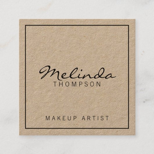 Berufliches einfaches modernes Braunes Packpapier Quadratische Visitenkarte (Vorderseite)