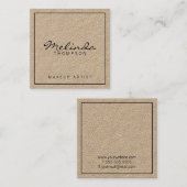 Berufliches einfaches modernes Braunes Packpapier Quadratische Visitenkarte (Vorne/Hinten)