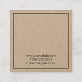 Berufliches einfaches modernes Braunes Packpapier Quadratische Visitenkarte (Rückseite)