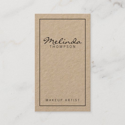 Berufliches einfaches modernes Braunes Packpapier Visitenkarte (Vorderseite)