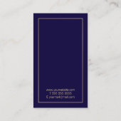Berufliches einfaches, modernes Navy Blue und Gold Visitenkarte (Rückseite)