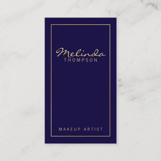 Berufliches einfaches, modernes Navy Blue und Gold Visitenkarte (Vorderseite)