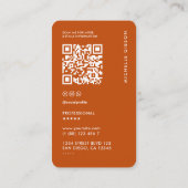 Berufliches, einfaches, modernes Orange Visitenkarte (Rückseite)