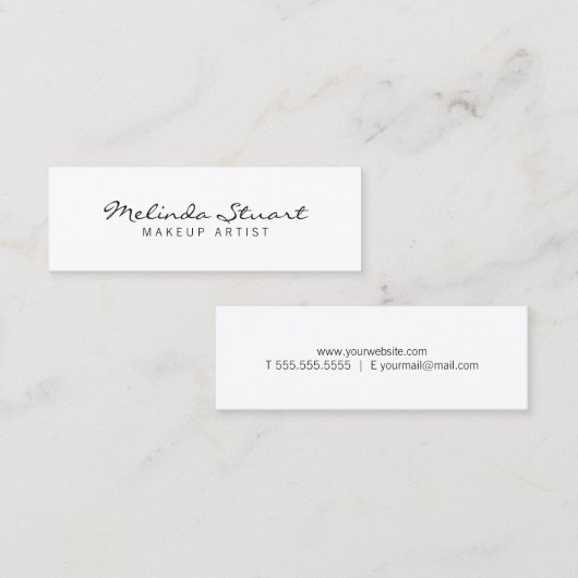 Berufliches einfaches modernes Weiß Mini Visitenkarte (Vorne/Hinten)