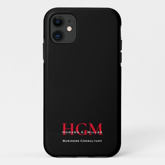 Berufliches einfaches Monogramm-Logo Schwarz Rot Case-Mate iPhone Hülle (Rückseite)