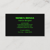 Berufliches, einfaches Neongrün Visitenkarte (Rückseite)