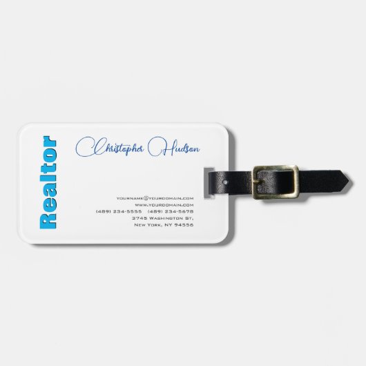 Berufliches einfaches Realtor Real Anwesen Blau We Gepäckanhänger (Vorderseite horizontal)