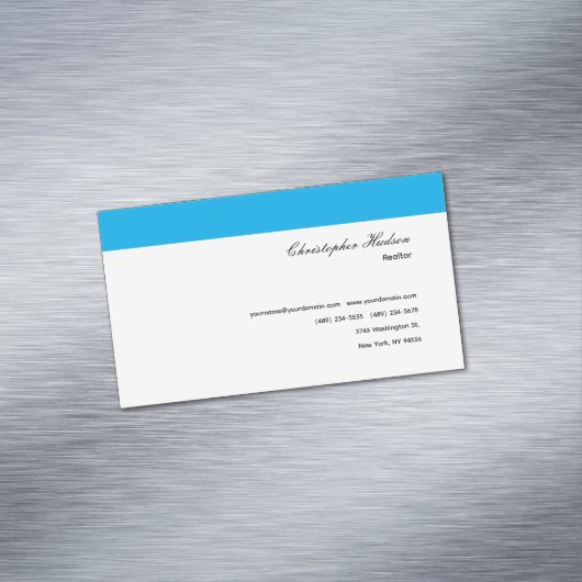 Berufliches Einfaches Schlichtes Real Anwesen Blau Magnetische Visitenkarte (Beispiel)