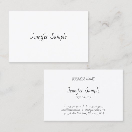 Berufliches einfaches Vorlagenhandskript Visitenkarte (Vorne/Hinten)