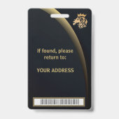 Berufliches Elegant-Löwenlogo Ausweis (Rückseite)